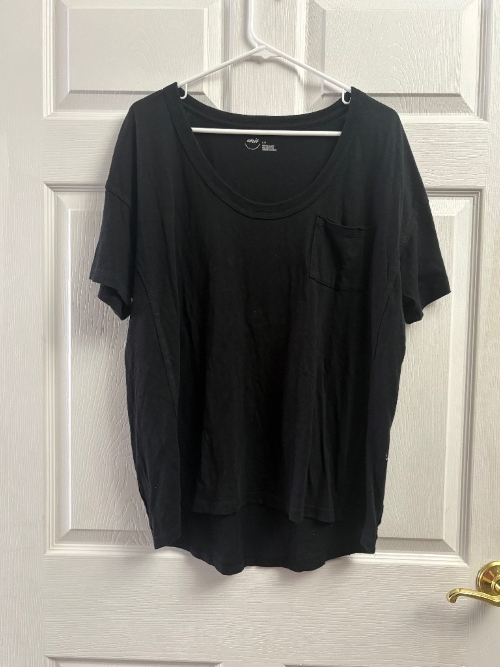 Aerie Black Basic Oversized Scoop Neck T-Shirt